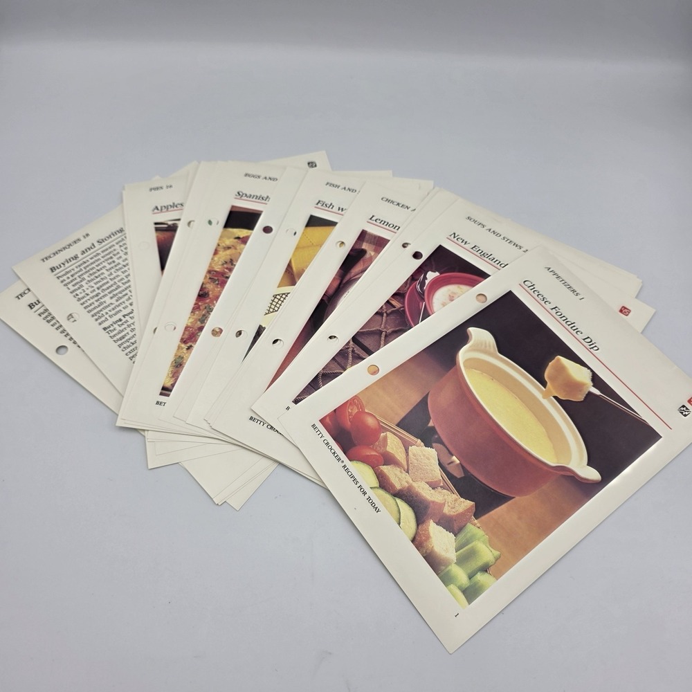 Betty Crocker Recipes For Today 1986 Golden Press 44 RECIPE CARDS/PAGES ONLY